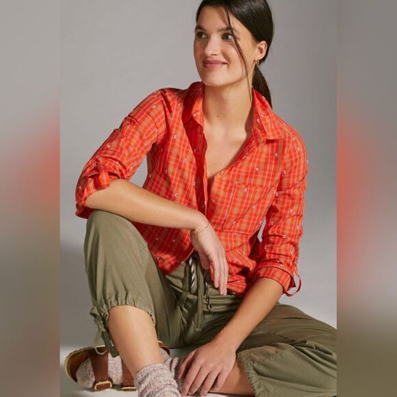 Maeve Red Plaid Buttondown sz 2 EUC - Picture 14 of 14